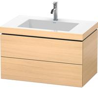 Duravit L-Cube c-bonded Ensemble suspendu, 2 tiroirs, sans trop-plein, 1 trou pour robinet, 800x500x480mm, LC6927O7171, Couleur: Placage chêne méditerranéen en bois véritable