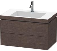 Duravit L-Cube c-bonded Ensemble suspendu, 2 tiroirs, sans trop-plein, 1 trou pour robinet, 800x500x480mm, LC6927O7272, Couleur: placage en chêne véritable brossé foncé