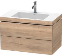Duravit L-Cube c-bonded Ensemble suspendu, 2 tiroirs, sans trop-plein, 1 trou pour robinet, 800x500x480mm, LC6927O5555, Couleur: Décor chêne marbré