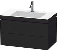 Duravit L-Cube c-bonded Ensemble suspendu, 2 tiroirs, sans trop-plein, 1 trou pour robinet, 800x500x480mm, LC6927O1616, Couleur: Décor chêne noir