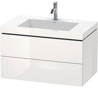 Duravit L-Cube c-bonded Ensemble suspendu, 2 tiroirs, sans trop-plein, 1 trou pour robinet, 800x500x480mm, LC6927O8585, Couleur: Laque brillante blanche