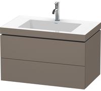 Duravit L-Cube c-bonded Ensemble suspendu, 2 tiroirs, sans trop-plein, 1 trou pour robinet, 800x500x480mm, LC6927O9090, Couleur: Flanelle Vernis gris satiné mat soyeux