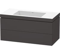 Duravit L-Cube c-bonded Ensemble suspendu, 2 tiroirs, sans trop-plein, sans trou pour robinetterie, 1000x500x480mm, LC6928N8080, Couleur: Décor graphite super mat