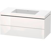 Duravit L-Cube c-bonded Ensemble suspendu, 2 tiroirs, sans trop-plein, sans trou pour robinetterie, 1000x500x480mm, LC6928N2222, Couleur: Décor blanc brillant