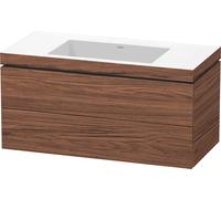 Duravit L-Cube c-bonded Ensemble suspendu, 2 tiroirs, sans trop-plein, sans trou pour robinetterie, 1000x500x480mm, LC6928N2121, Couleur: DÃ©cor noyer foncÃ©