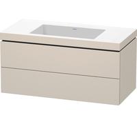 Duravit L-Cube c-bonded Ensemble suspendu, 2 tiroirs, sans trop-plein, sans trou pour robinetterie, 1000x500x480mm, LC6928N8383, Couleur: Décor taupe super mat
