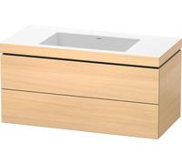 Duravit L-Cube c-bonded Ensemble suspendu, 2 tiroirs, sans trop-plein, sans trou pour robinetterie, 1000x500x480mm, LC6928N7171, Couleur: Placage chêne méditerranéen en bois véritable