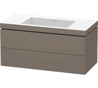 Duravit L-Cube c-bonded Ensemble suspendu, 2 tiroirs, sans trop-plein, sans trou pour robinetterie, 1000x500x480mm, LC6928N9090, Couleur: Flanelle Vernis gris satiné mat soyeux