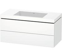 Duravit L-Cube c-bonded Ensemble suspendu, 2 tiroirs, sans trop-plein, sans trou pour robinetterie, 1000x500x480mm, LC6928N1818, Couleur: Décor blanc mat