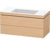 Duravit L-Cube c-bonded Ensemble suspendu, 2 tiroirs, sans trop-plein, sans trou pour robinetterie, 1000x500x480mm, LC6928N3030, Couleur: Décor chêne naturel