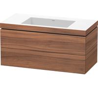 Duravit L-Cube c-bonded Ensemble suspendu, 2 tiroirs, sans trop-plein, sans trou pour robinetterie, 1000x500x480mm, LC6928N7979, Couleur: Décor noyer naturel