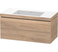 Duravit L-Cube c-bonded Ensemble suspendu, 2 tiroirs, sans trop-plein, sans trou pour robinetterie, 1000x500x480mm, LC6928N5555, Couleur: Décor chêne marbré
