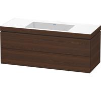 Duravit L-Cube c-bonded Ensemble suspendu, 2 tiroirs, sans trop-plein, sans trou pour robinetterie, 1200x500x480mm, LC6929N6969, Couleur: Noyer brossé Placage bois véritable
