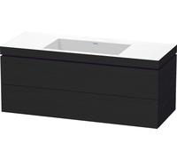 Duravit L-Cube c-bonded Ensemble suspendu, 2 tiroirs, sans trop-plein, sans trou pour robinetterie, 1200x500x480mm, LC6929N1616, Couleur: Décor chêne noir