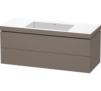 Duravit L-Cube c-bonded Ensemble suspendu, 2 tiroirs, sans trop-plein, sans trou pour robinetterie, 1200x500x480mm, LC6929N9090, Couleur: Flanelle Vernis gris satiné mat soyeux