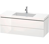 Duravit L-Cube c-bonded Ensemble suspendu, 2 tiroirs, sans trop-plein, sans trou pour robinetterie, 1200x500x480mm, LC6929N2121, Couleur: DÃ©cor noyer foncÃ©