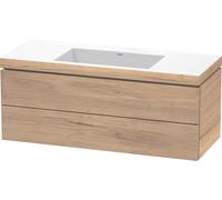 Duravit L-Cube c-bonded Ensemble suspendu, 2 tiroirs, sans trop-plein, sans trou pour robinetterie, 1200x500x480mm, LC6929N5555, Couleur: Décor chêne marbré