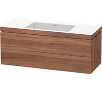 Duravit L-Cube c-bonded Ensemble suspendu, 2 tiroirs, sans trop-plein, sans trou pour robinetterie, 1200x500x480mm, LC6929N7979, Couleur: Décor noyer naturel