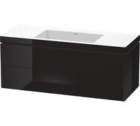 Duravit L-Cube c-bonded Ensemble suspendu, 2 tiroirs, sans trop-plein, sans trou pour robinetterie, 1200x500x480mm, LC6929N4040, Couleur: Laque noire brillante