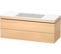 Duravit L-Cube c-bonded Ensemble suspendu, 2 tiroirs, sans trop-plein, sans trou pour robinetterie, 1200x500x480mm, LC6929N7171, Couleur: Placage chêne méditerranéen en bois véritable