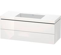 Duravit L-Cube c-bonded Ensemble suspendu, 2 tiroirs, sans trop-plein, sans trou pour robinetterie, 1200x500x480mm, LC6929N8585, Couleur: Laque brillante blanche
