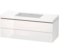 Duravit L-Cube c-bonded Ensemble suspendu, 2 tiroirs, sans trop-plein, sans trou pour robinetterie, 1200x500x480mm, LC6929N2222, Couleur: Décor blanc brillant