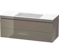 Duravit L-Cube c-bonded Ensemble suspendu, 2 tiroirs, sans trop-plein, sans trou pour robinetterie, 1200x500x480mm, LC6929N8989, Couleur: Laque haute brillance Gris Flanelle