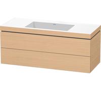 Duravit L-Cube c-bonded Ensemble suspendu, 2 tiroirs, sans trop-plein, sans trou pour robinetterie, 1200x500x480mm, LC6929N3030, Couleur: Décor chêne naturel