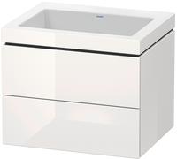 Duravit L-Cube c-bonded Ensemble suspendu, 2 tiroirs, sans trop-plein, sans trou pour robinetterie, 600x500x480mm, LC6926N8585, Couleur: Laque brillante blanche