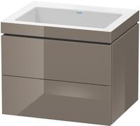 Duravit L-Cube c-bonded Ensemble suspendu, 2 tiroirs, sans trop-plein, sans trou pour robinetterie, 600x500x480mm, LC6926N8989, Couleur: Laque haute brillance Gris Flanelle