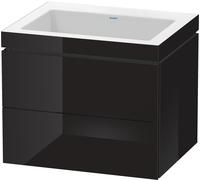 Duravit L-Cube c-bonded Ensemble suspendu, 2 tiroirs, sans trop-plein, sans trou pour robinetterie, 600x500x480mm, LC6926N4040, Couleur: Laque noire brillante