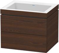 Duravit L-Cube c-bonded Ensemble suspendu, 2 tiroirs, sans trop-plein, sans trou pour robinetterie, 600x500x480mm, LC6926N6969, Couleur: Noyer brossé Placage bois véritable