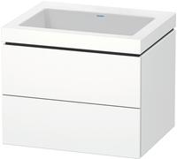 Duravit L-Cube c-bonded Ensemble suspendu, 2 tiroirs, sans trop-plein, sans trou pour robinetterie, 600x500x480mm, LC6926N8484, Couleur: Blanc super mat Décor