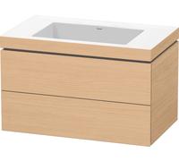 Duravit L-Cube c-bonded Ensemble suspendu, 2 tiroirs, sans trop-plein, sans trou pour robinetterie, 800x500x480mm, LC6927N3030, Couleur: Décor chêne naturel