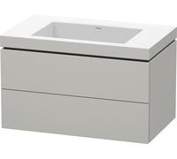Duravit L-Cube c-bonded Ensemble suspendu, 2 tiroirs, sans trop-plein, sans trou pour robinetterie, 800x500x480mm, LC6927N0707, Couleur: DÃ©cor gris bÃ©ton mat