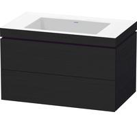 Duravit L-Cube c-bonded Ensemble suspendu, 2 tiroirs, sans trop-plein, sans trou pour robinetterie, 800x500x480mm, LC6927N1616, Couleur: Décor chêne noir