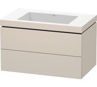 Duravit L-Cube c-bonded Ensemble suspendu, 2 tiroirs, sans trop-plein, sans trou pour robinetterie, 800x500x480mm, LC6927N8383, Couleur: Décor taupe super mat