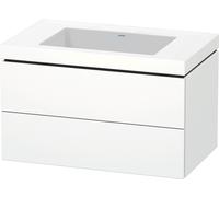 Duravit L-Cube c-bonded Ensemble suspendu, 2 tiroirs, sans trop-plein, sans trou pour robinetterie, 800x500x480mm, LC6927N8484, Couleur: Blanc super mat Décor
