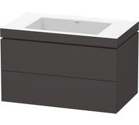 Duravit L-Cube c-bonded Ensemble suspendu, 2 tiroirs, sans trop-plein, sans trou pour robinetterie, 800x500x480mm, LC6927N8080, Couleur: Décor graphite super mat
