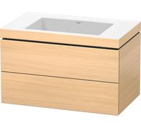 Duravit L-Cube c-bonded Ensemble suspendu, 2 tiroirs, sans trop-plein, sans trou pour robinetterie, 800x500x480mm, LC6927N7171, Couleur: Placage chêne méditerranéen en bois véritable