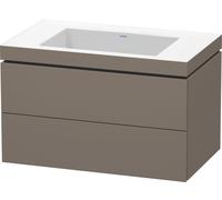 Duravit L-Cube c-bonded Ensemble suspendu, 2 tiroirs, sans trop-plein, sans trou pour robinetterie, 800x500x480mm, LC6927N9090, Couleur: Flanelle Vernis gris satiné mat soyeux