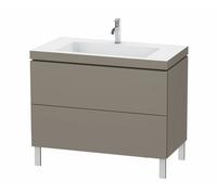Duravit L-Cube c-bonded Ensemble vertical, 2 tiroirs, sans trop-plein, 1 trou pour robinet, 1000x698x480mm, LC6938O9090, Couleur: Flanelle Vernis gris satiné mat soyeux