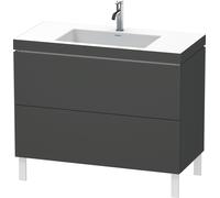 Duravit L-Cube c-bonded Ensemble vertical, 2 tiroirs, sans trop-plein, 1 trou pour robinet, 1000x698x480mm, LC6938O4949, Couleur: Décor graphite mat