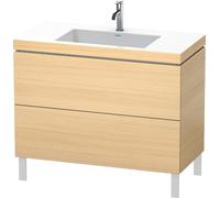 Duravit L-Cube c-bonded Ensemble vertical, 2 tiroirs, sans trop-plein, 1 trou pour robinet, 1000x698x480mm, LC6938O7171, Couleur: Placage chêne méditerranéen en bois véritable