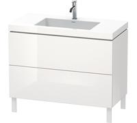 Duravit L-Cube c-bonded Ensemble vertical, 2 tiroirs, sans trop-plein, 1 trou pour robinet, 1000x698x480mm, LC6938O8585, Couleur: Laque brillante blanche