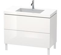 Duravit L-Cube c-bonded Ensemble vertical, 2 tiroirs, sans trop-plein, 1 trou pour robinet, 1000x698x480mm, LC6938O2222, Couleur: Décor blanc brillant