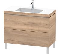 Duravit L-Cube c-bonded Ensemble vertical, 2 tiroirs, sans trop-plein, 1 trou pour robinet, 1000x698x480mm, LC6938O5555, Couleur: Décor chêne marbré