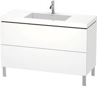 Duravit L-Cube c-bonded Ensemble vertical, 2 tiroirs, sans trop-plein, 1 trou pour robinet, 1200x698x480mm, LC6939O8484, Couleur: Blanc super mat Décor