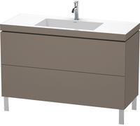 Duravit L-Cube c-bonded Ensemble vertical, 2 tiroirs, sans trop-plein, 1 trou pour robinet, 1200x698x480mm, LC6939O9090, Couleur: Flanelle Vernis gris satiné mat soyeux