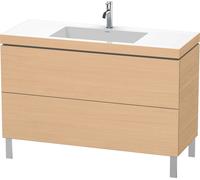 Duravit L-Cube c-bonded Ensemble vertical, 2 tiroirs, sans trop-plein, 1 trou pour robinet, 1200x698x480mm, LC6939O3030, Couleur: Décor chêne naturel